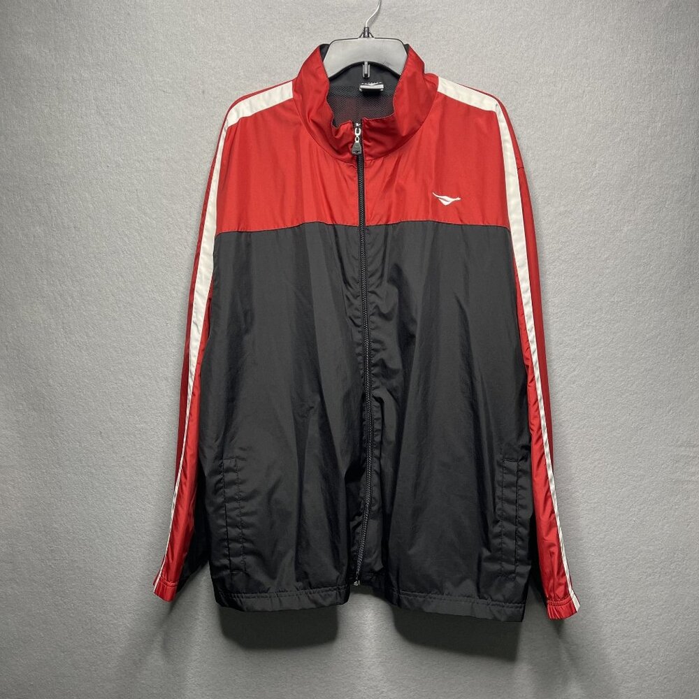 Vintage Cheetah Red & Black XXL Windbreaker Jacket With White Accent Stripes